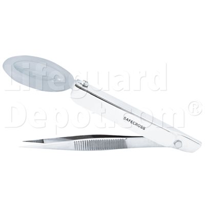Splinter Forceps with Magnifier Stainless Steel / Fine tip - 7.6 cm
